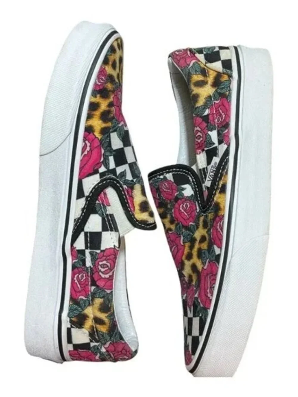 Vans Leopard/Floral Print Slip-on Unisex Skateboarding Sneakers Size M5/W6.5 - Picture 5 of 13